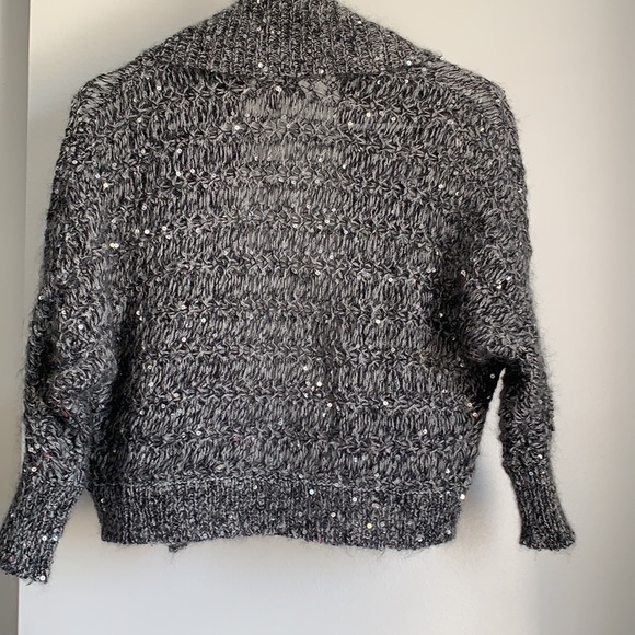 Charcoal sequin cropped Express brand cardigan size xs - Picture 5 of 5